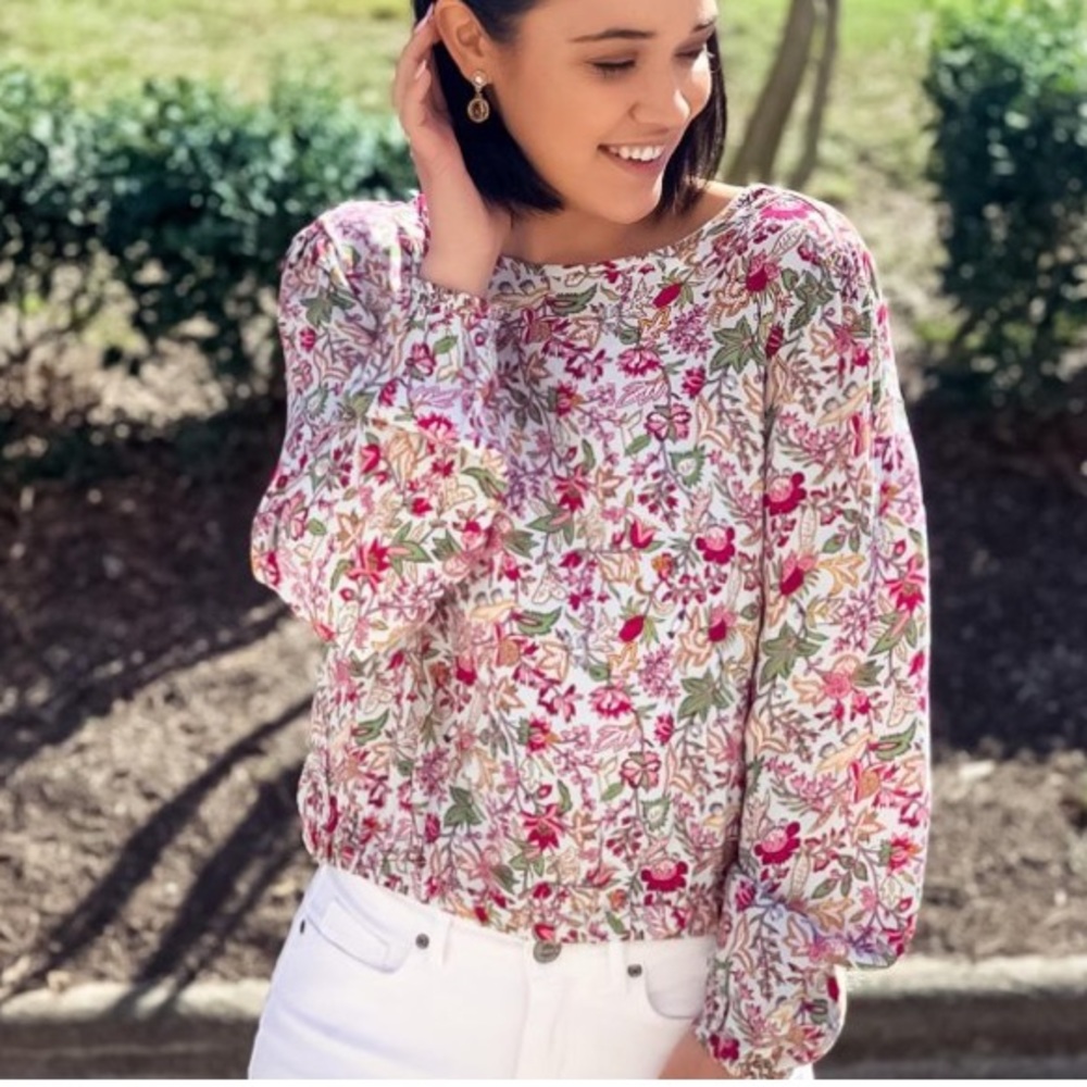 LOFT Jungle Wrap Back Cropped Top